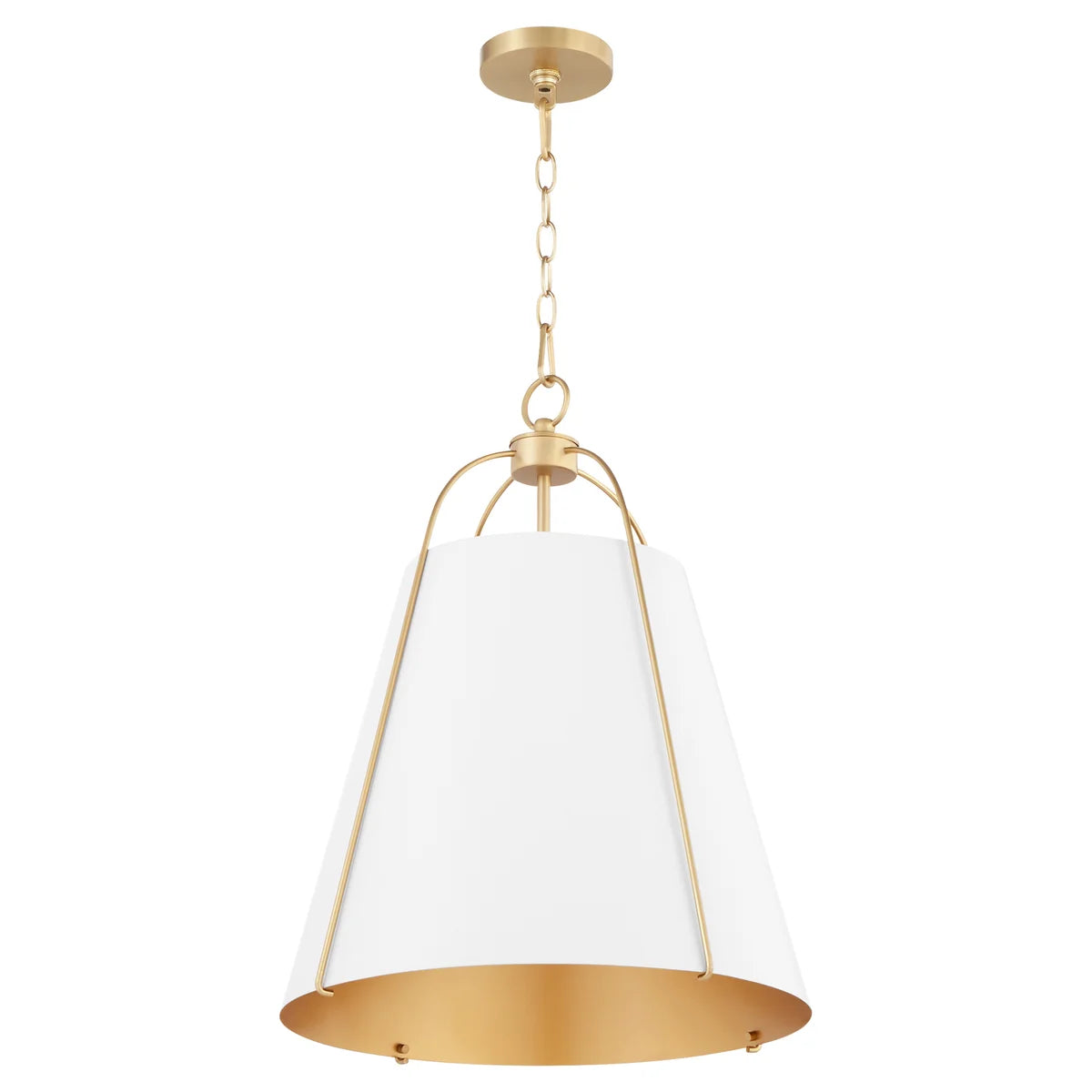 Quorum Ellen 861-1-0880 Pendant - Studio White / Aged Brass 15" Transitional