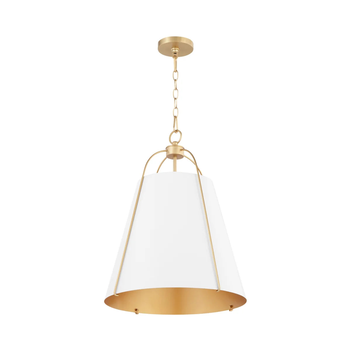 Quorum Ellen 861-1-0880 Pendant - Studio White / Aged Brass 15" Transitional