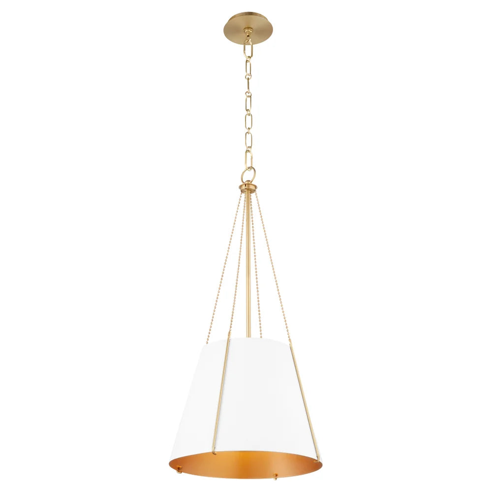 Quorum Denise 862-3-0880 Pendant - Studio White / Aged Brass 18" Transitional