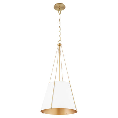 Quorum Denise 862-3-0880 Pendant - Studio White / Aged Brass 18" Transitional