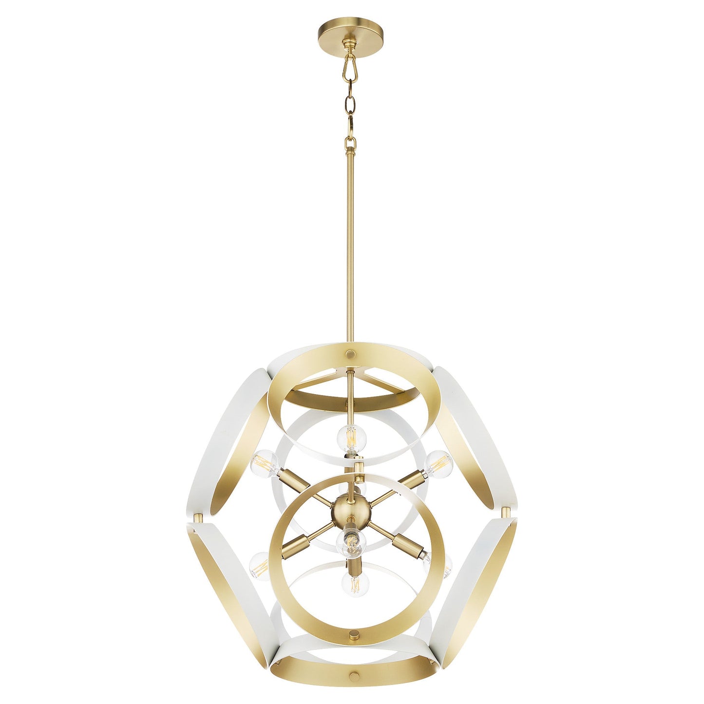 Quorum Domain 865-8-0880 Pendant, UL Damp Rated, Studio White|Aged Brass