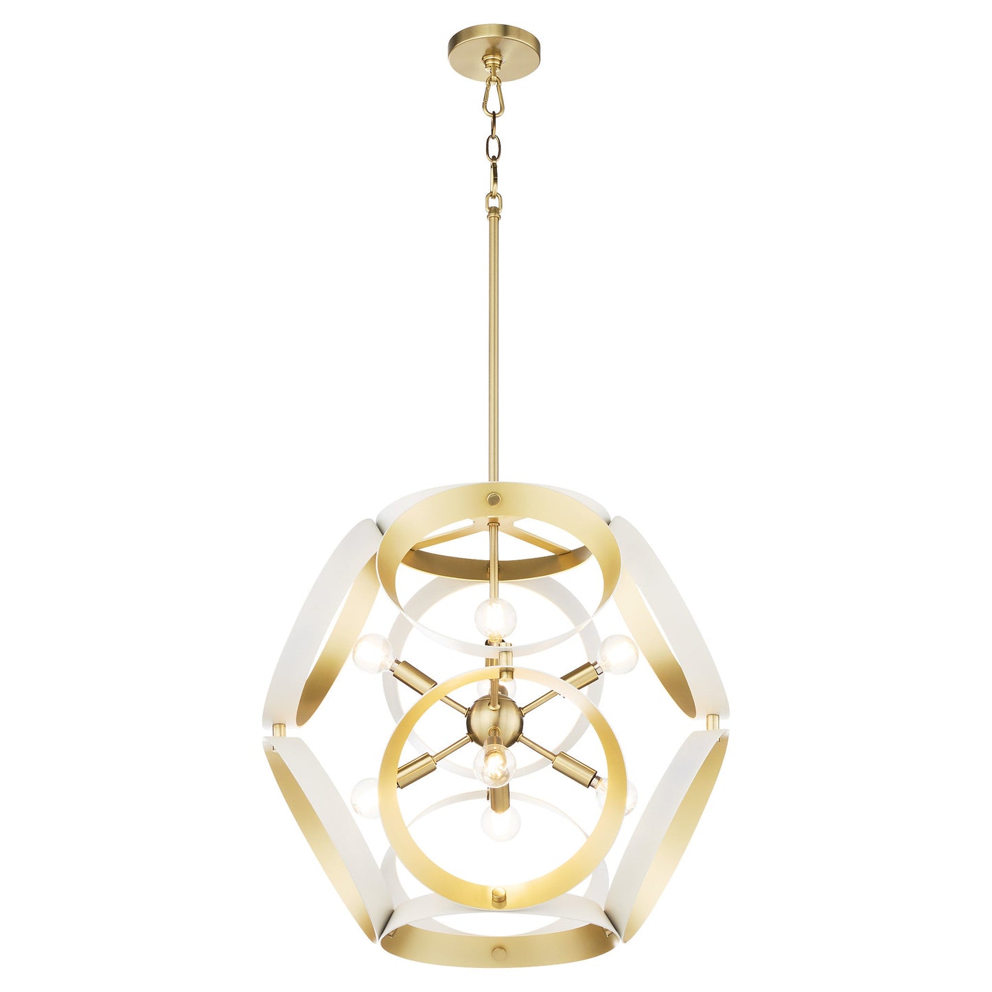 Quorum Domain 865-8-0880 Pendant, UL Damp Rated, Studio White|Aged Brass