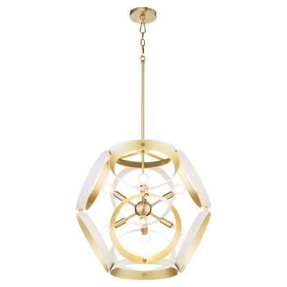 Quorum Domain 865-8-0880 Pendant, UL Damp Rated, Studio White|Aged Brass