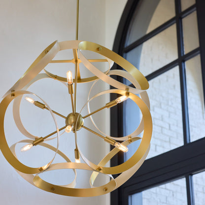 Quorum Domain 865-8-0880 Pendant, UL Damp Rated, Studio White|Aged Brass