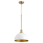 Quorum 876-0880 Pendant - Studio White W/ Aged Brass