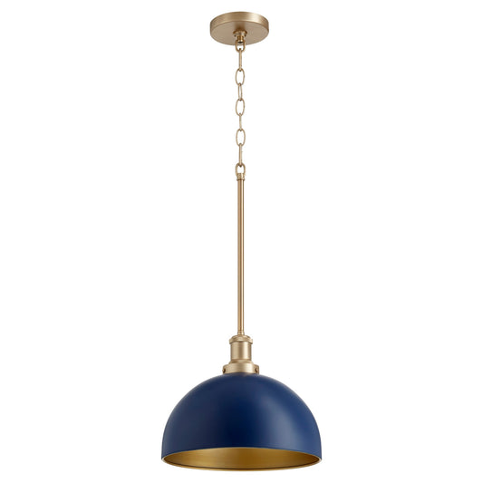 Quorum 876-3280 Pendant - Blue W/ Aged Brass