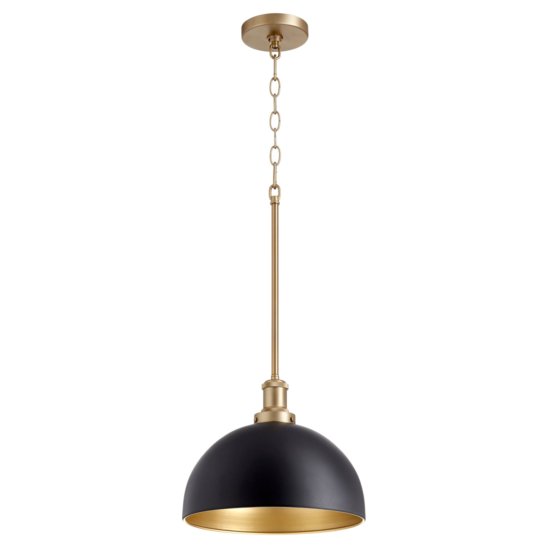 Quorum 876-6980 Pendant - Textured Black W/ Aged Brass