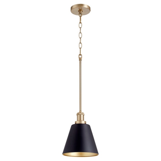 Quorum 877-6980 Pendant - Textured Black W/ Aged Brass