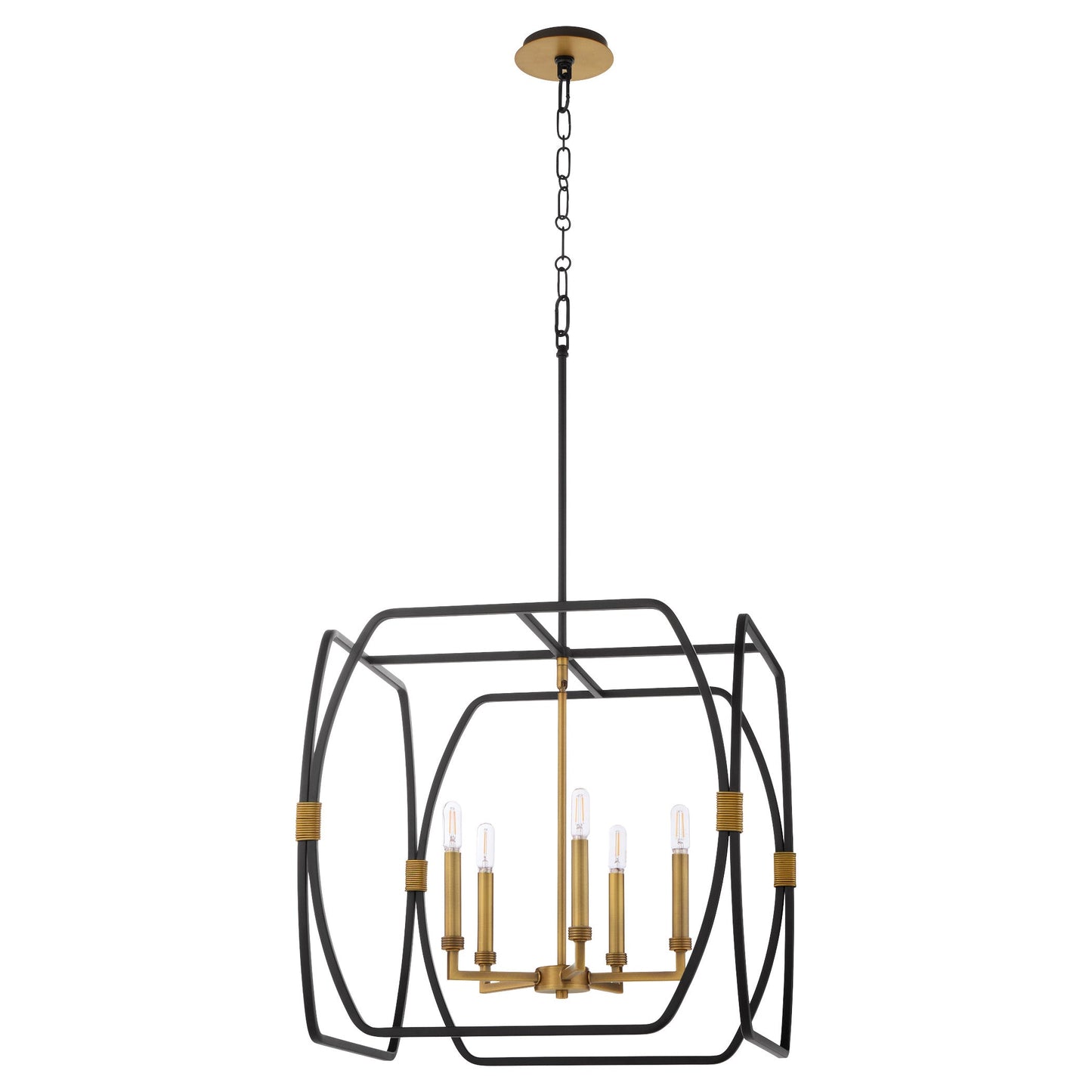 Quorum Bishop 880-5-5947 Pendant, UL Damp Rated, Matte Black|Brushed Brass