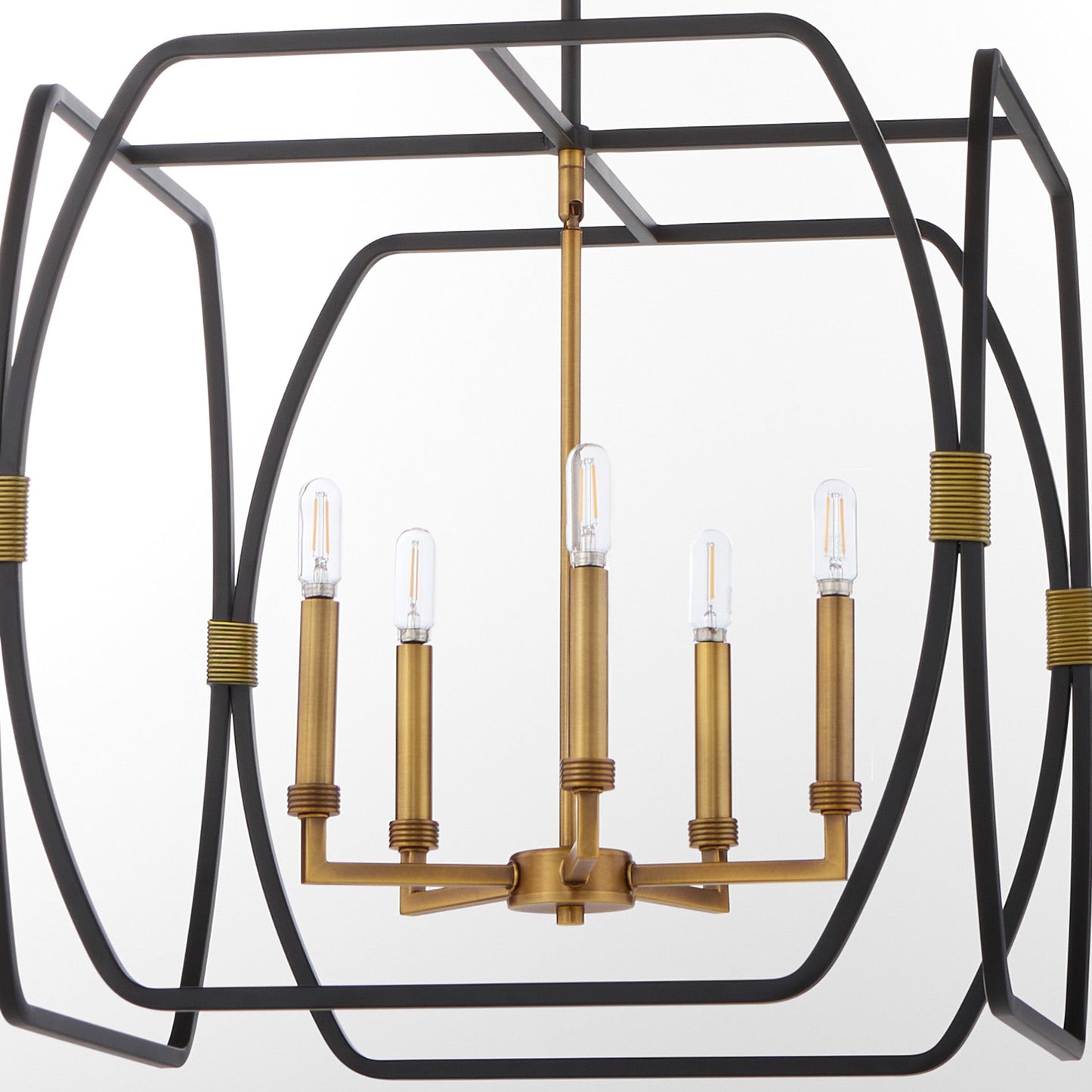 Quorum Bishop 880-5-5947 Pendant, UL Damp Rated, Matte Black|Brushed Brass
