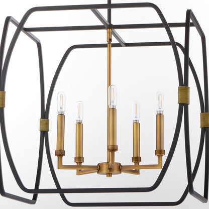 Quorum Bishop 880-5-5947 Pendant, UL Damp Rated, Matte Black|Brushed Brass