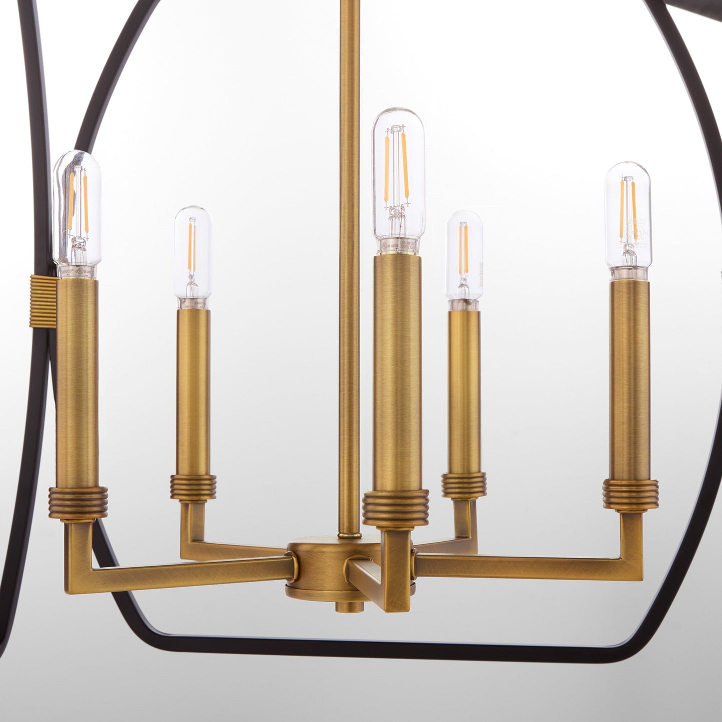 Quorum Bishop 880-5-5947 Pendant, UL Damp Rated, Matte Black|Brushed Brass