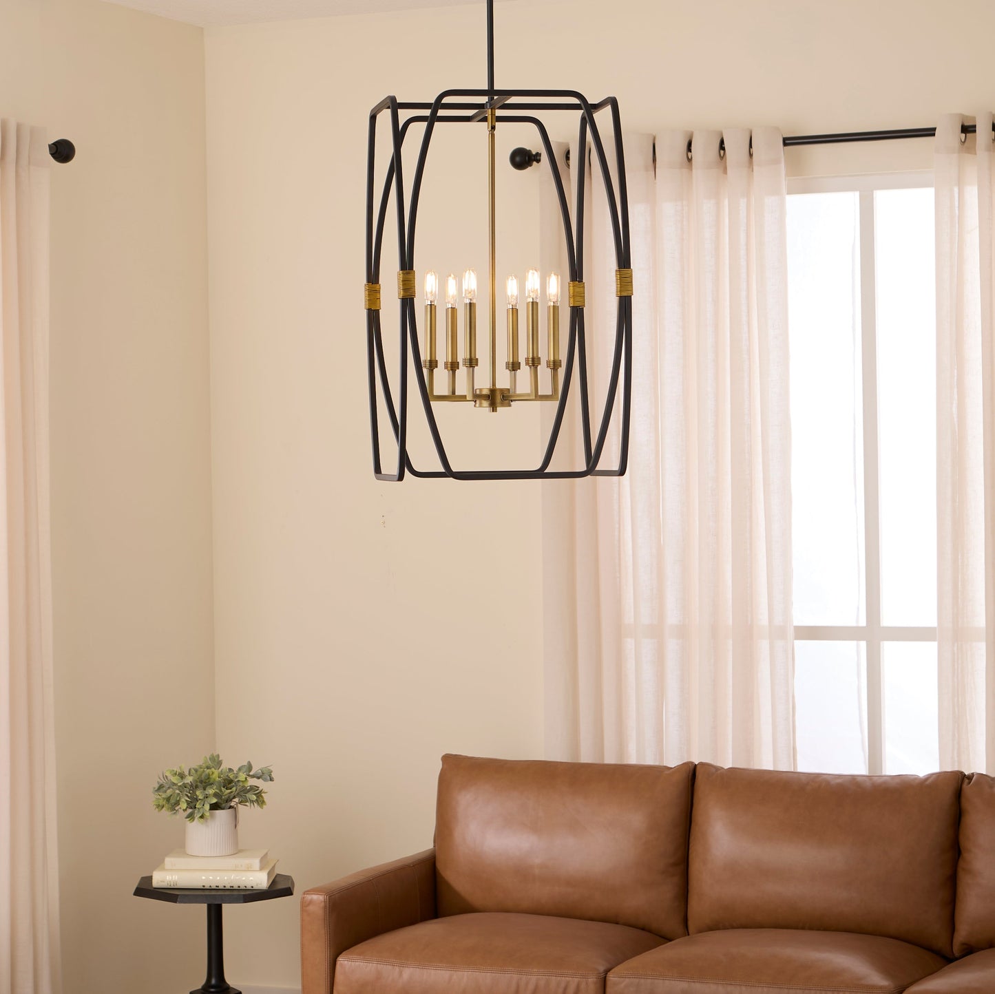 Quorum 880-6-5947 Pendant, UL Damp Rated, Matte Black|Brushed Brass