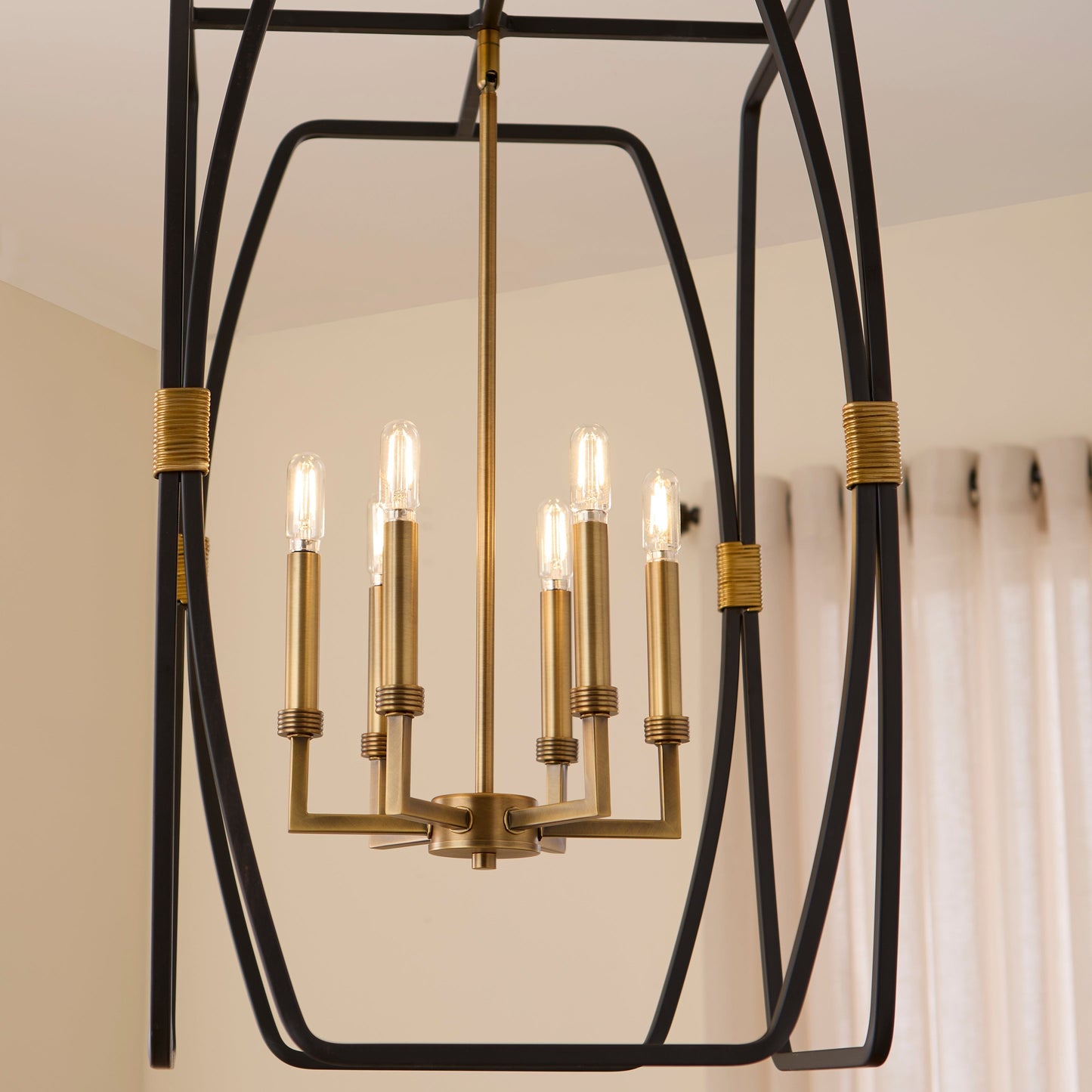 Quorum 880-6-5947 Pendant, UL Damp Rated, Matte Black|Brushed Brass