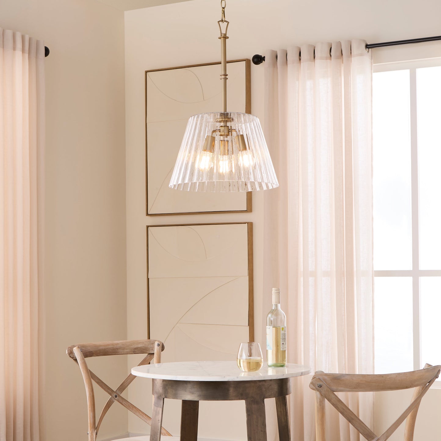 Quorum 8803-3-47 Pendant, UL Damp Rated, Brushed Brass