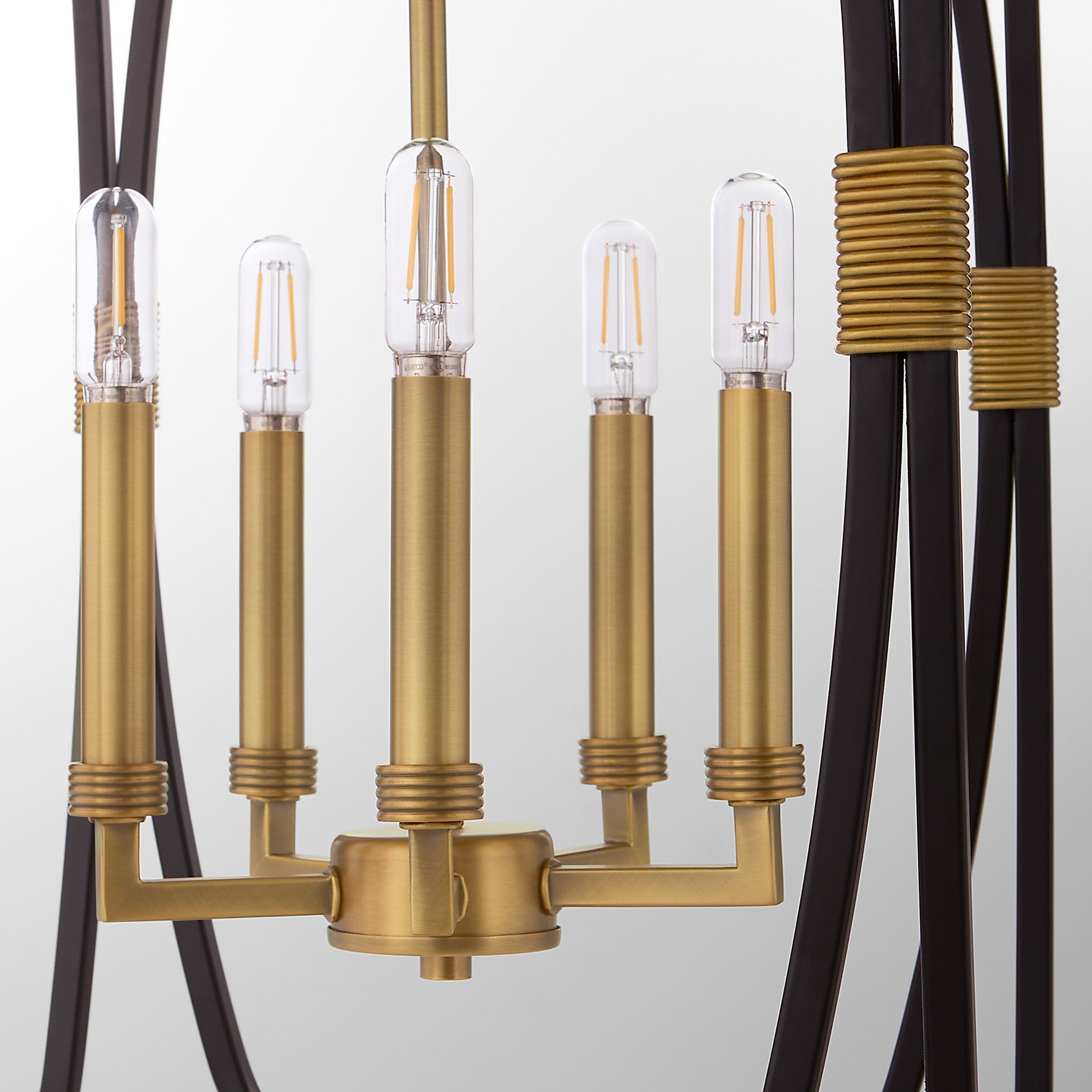 Quorum Bishop 881-5-5947 Pendant, UL Damp Rated, Matte Black|Brushed Brass