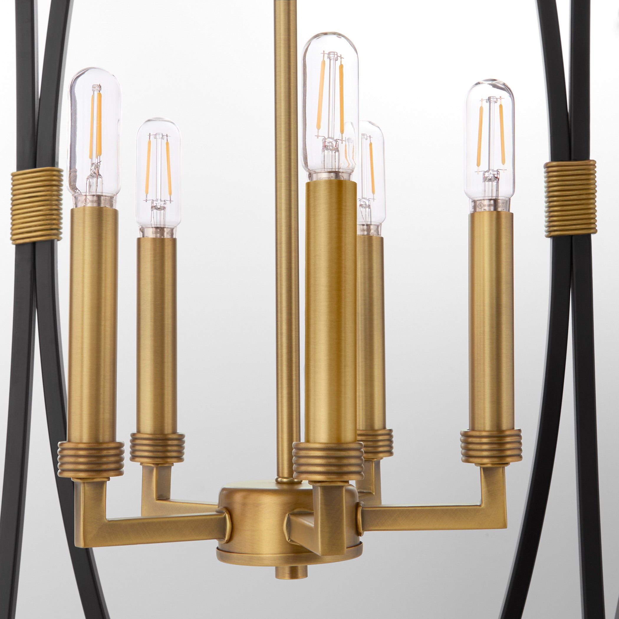 Quorum Bishop 881-5-5947 Pendant, UL Damp Rated, Matte Black|Brushed Brass