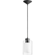 Quorum 882-69 Pendant 1 Light with Clear and Frosted Lens Transitional - Textured Black