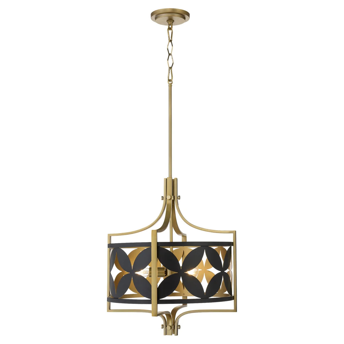 Quorum International MARIPOSA 883-3-5980 3 Light Pendant - Matte Black With Aged Brass