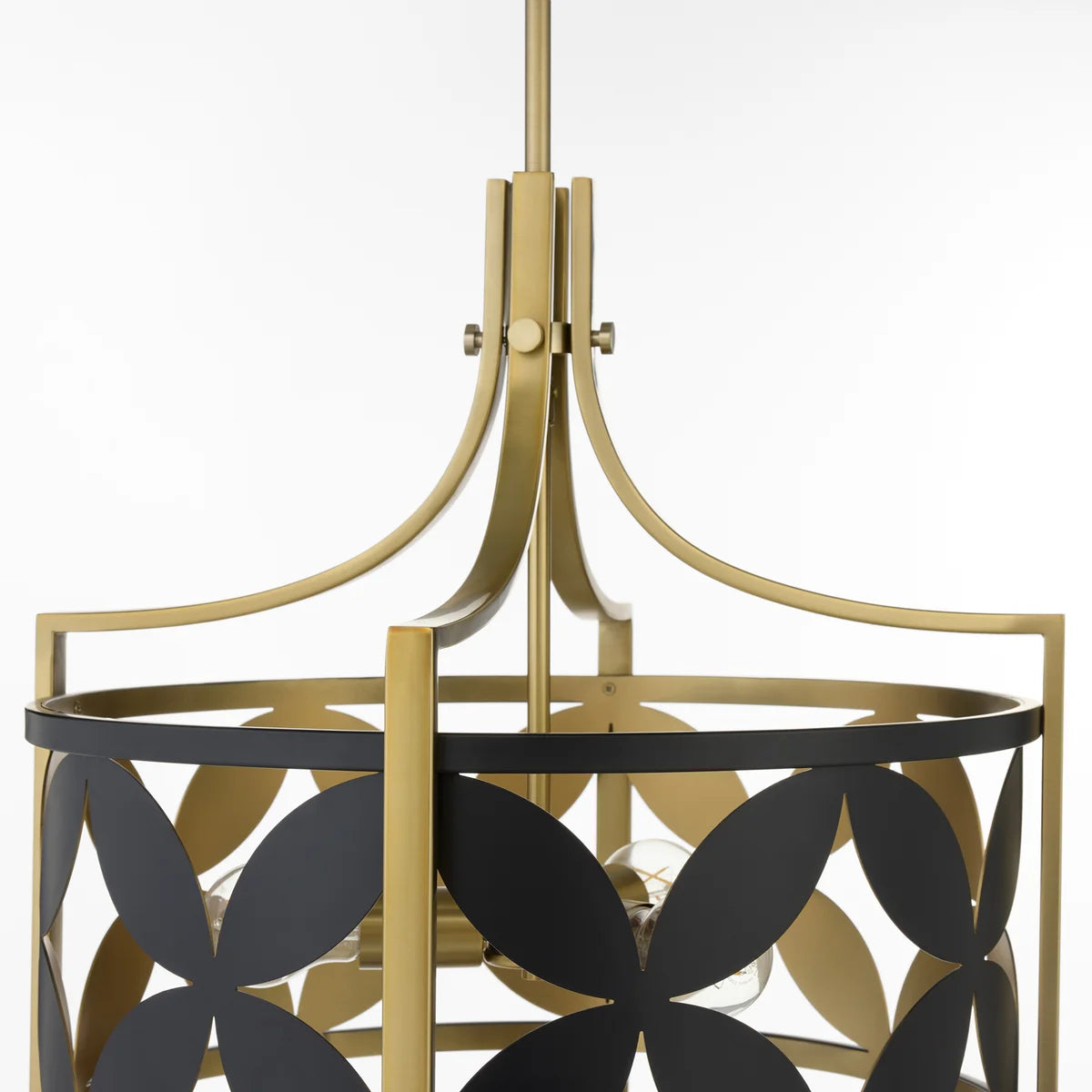 Quorum International MARIPOSA 883-3-5980 3 Light Pendant - Matte Black With Aged Brass