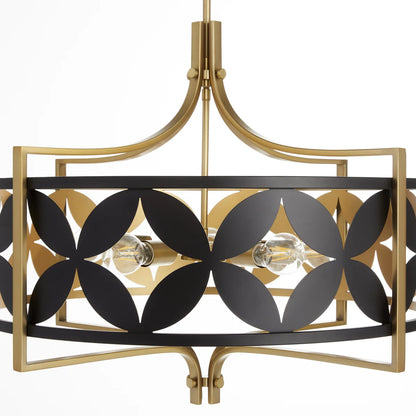 Quorum International MARIPOSA 883-5-5980 5 Light Pendant - Matte Black With Aged Brass