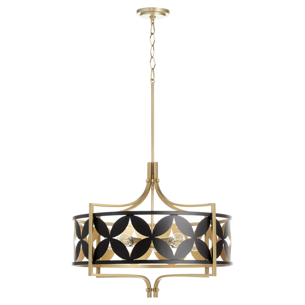 Quorum International MARIPOSA 883-5-5980 5 Light Pendant - Matte Black With Aged Brass