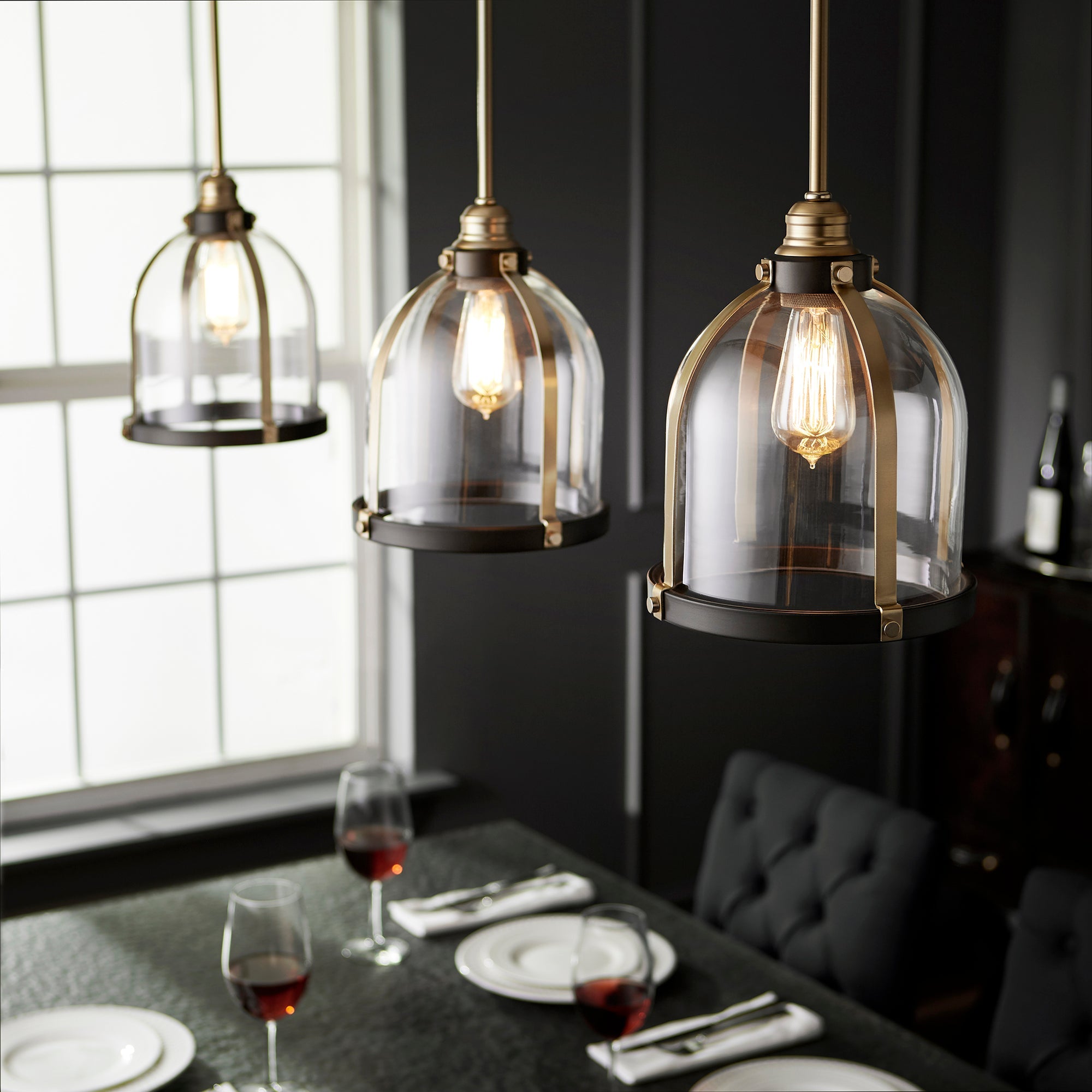 Quorum 886-8086 Pendant - Aged Brass W/ Oiled Bronze