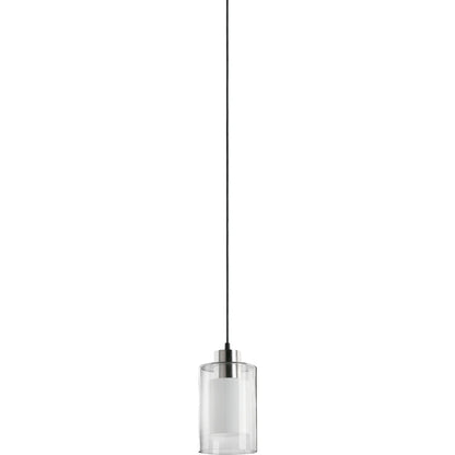 Quorum 8882-65 Pendant 1 Light with Clear and Frosted White Lens- Satin Nickel