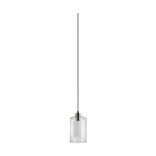 Quorum 8882-65 Pendant 1 Light with Clear and Frosted White Lens- Satin Nickel