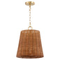 Quorum WICKER 8893-13-80 Natural Pendant Light - Aged Brass, Espresso Wicker Shade