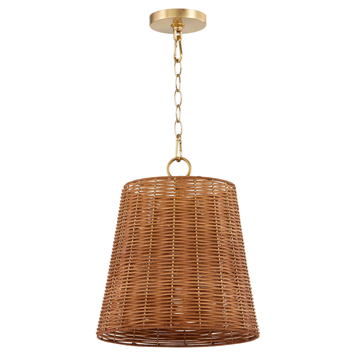 Quorum 8893-13-80 Pendant - Aged Brass / Natural Wicker Shade Modern Farmhouse