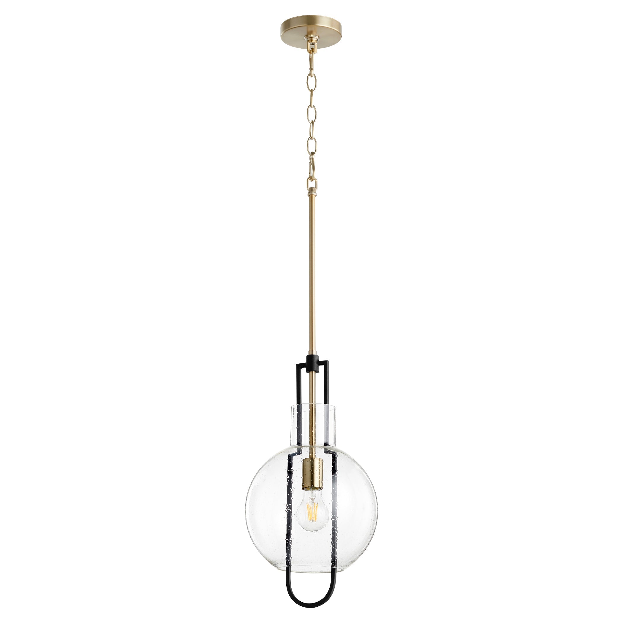 Quorum 89-10-6980 Pendant - Textured Black W/ Aged Brass