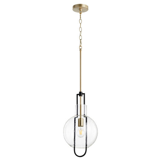 Quorum 89-10-6980 Pendant - Textured Black W/ Aged Brass