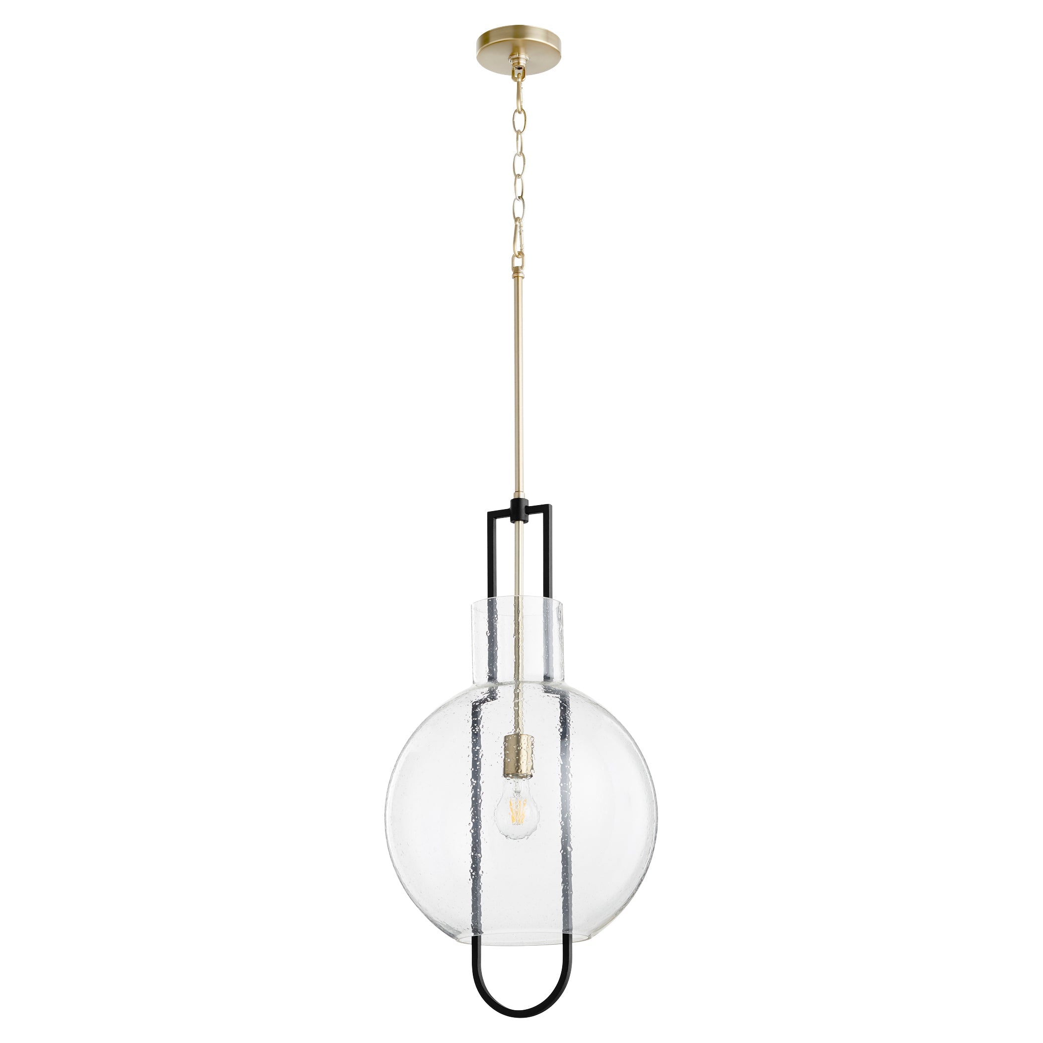 Quorum 89-14-6980 Pendant - Textured Black W/ Aged Brass