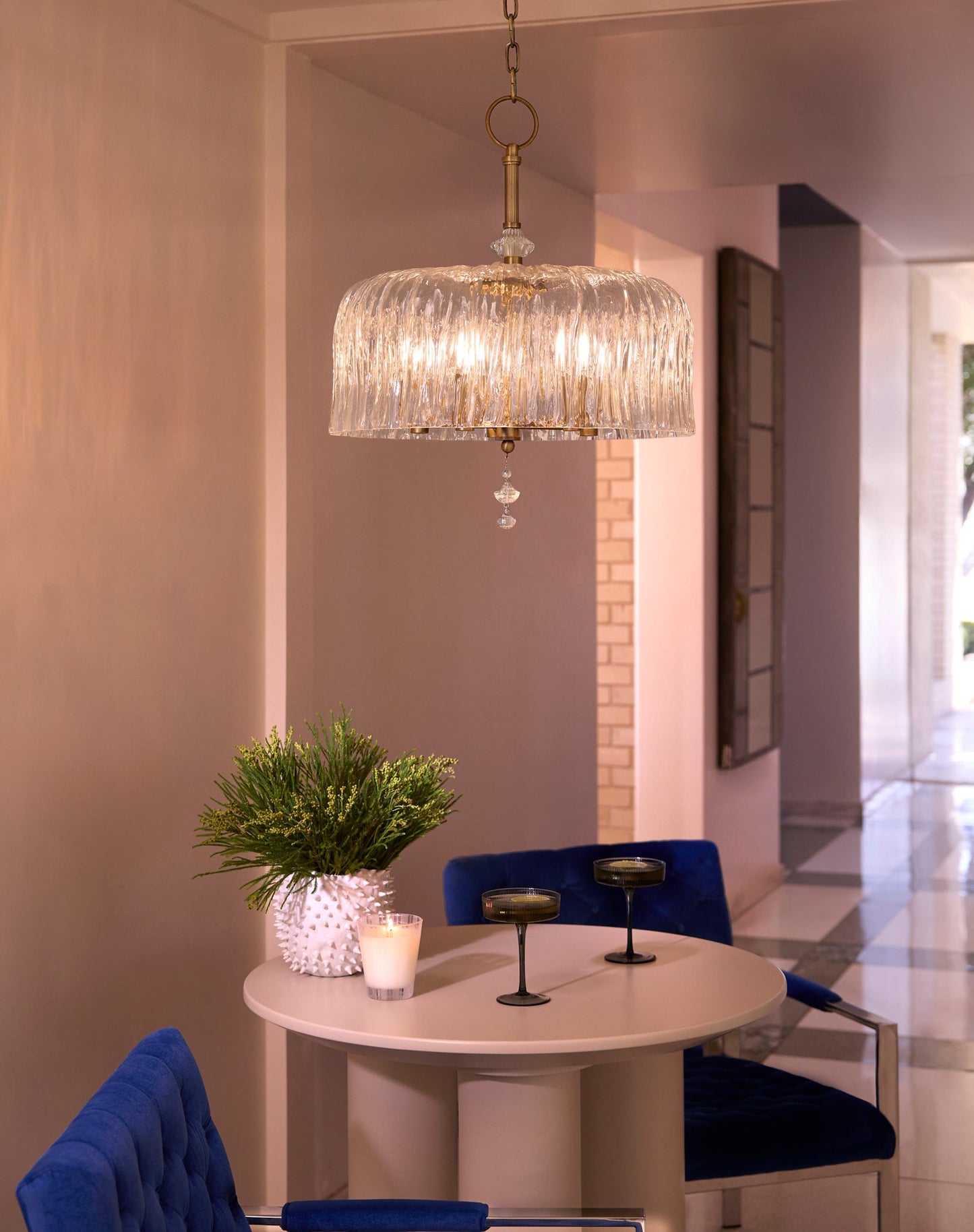Quorum Meriam 893-5-47 Pendant, UL Damp Rated, Brushed Brass
