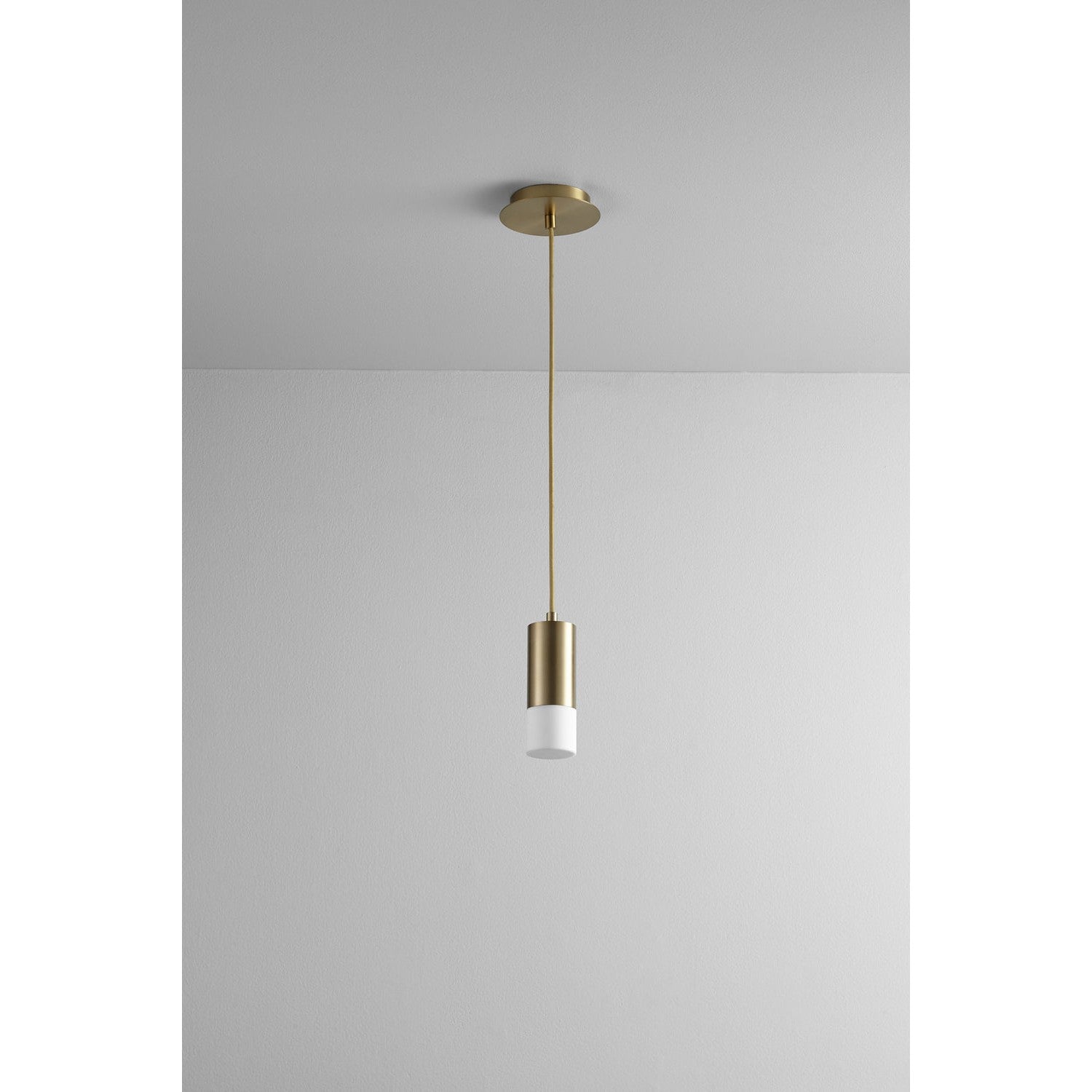 Oxygen MAGNETA 3-607-40 Small Glass LED Pendant Light, 3000K - Aged Brass, White Opal Glass