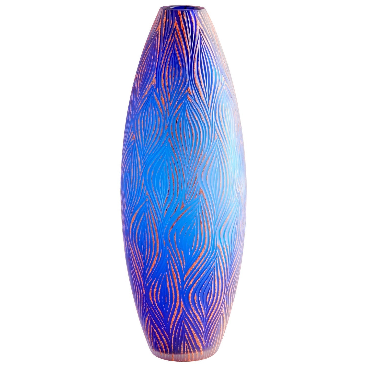 Cyan Design 10031 Fused Groove Vase - Blue