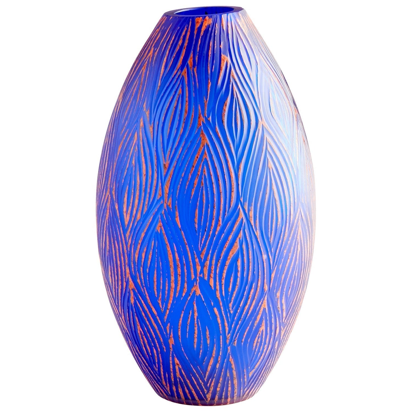 Cyan Design 10032 Fused Groove Vase - Blue - Small