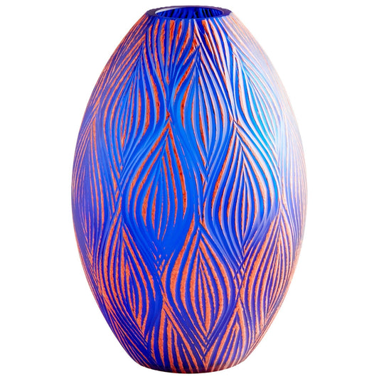 Cyan Design 10033 Fused Groove Vase - Blue - Large