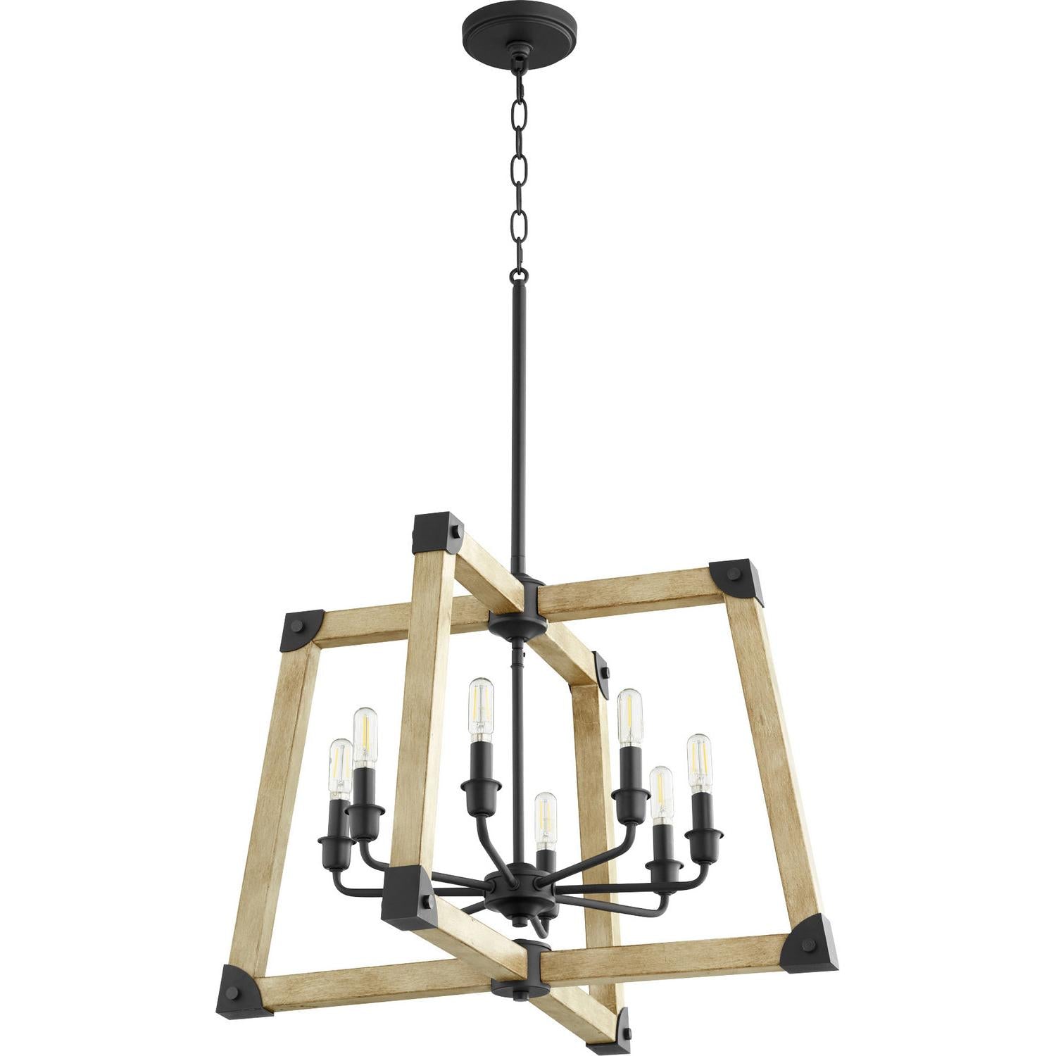 Quorum Alpine 8189-8-69 Pendant - Textured Black W/ Driftwood Finish