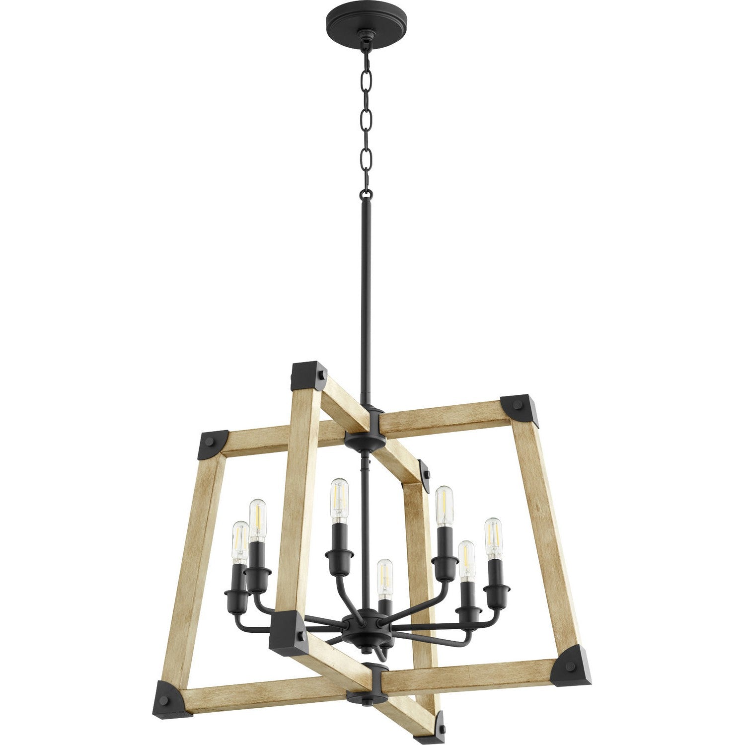 Quorum Alpine 8189-8-69 Pendant - Textured Black W/ Driftwood Finish