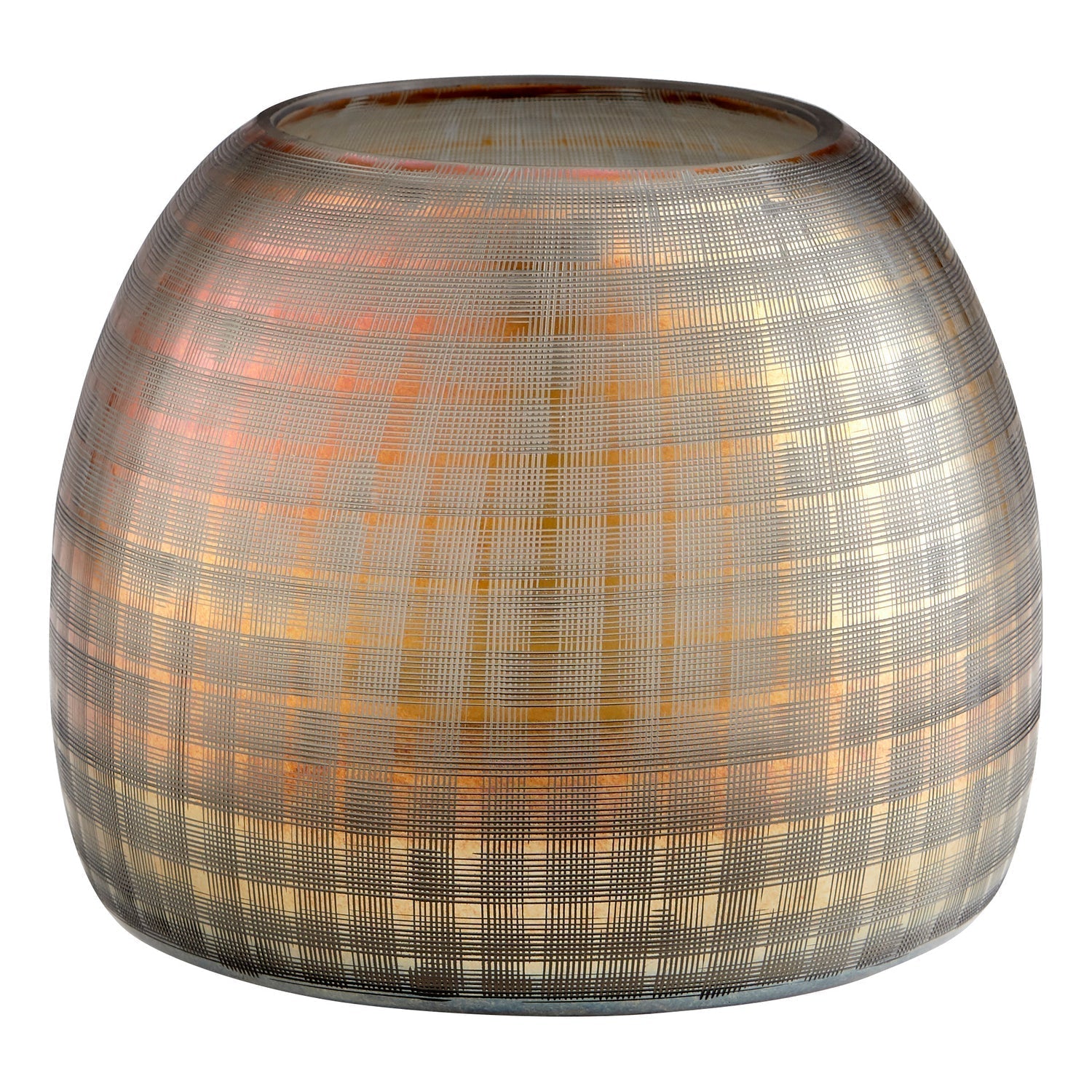 Cyan Design 10465 Gradient Grid Vase - Combed Irridescent Gold - Medium