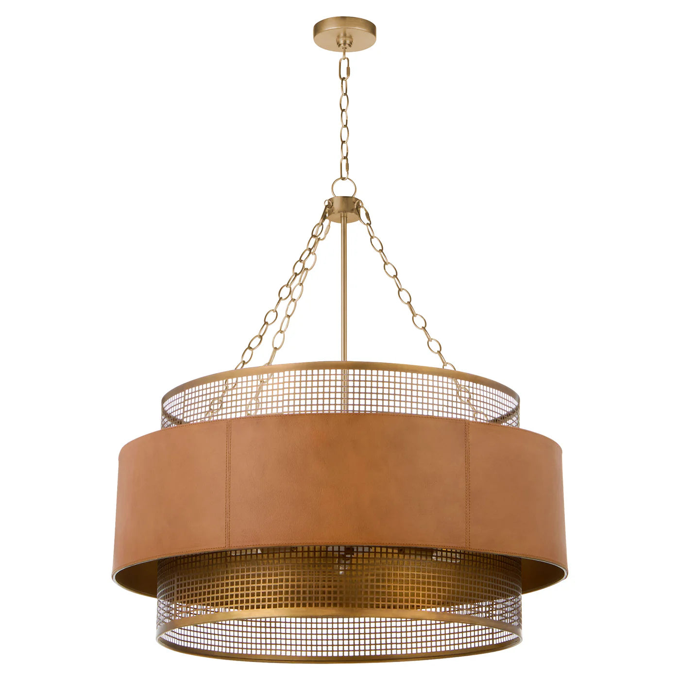 Cyan Design Newcomb 11932 Hanging Chandelier - Aged Brass, Leather