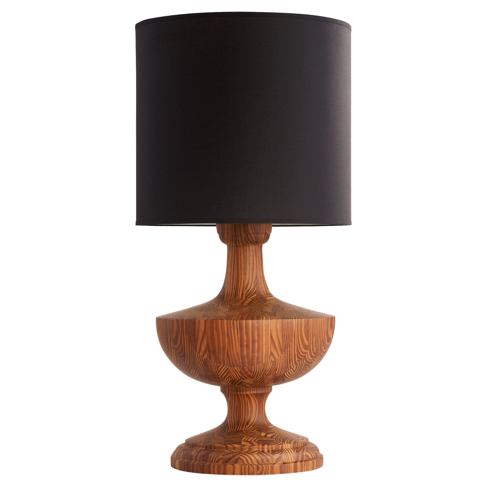 Cyan Design 11745 Egeu Wood Table Lamp - Medium Brown Wood, Black Linen Shade