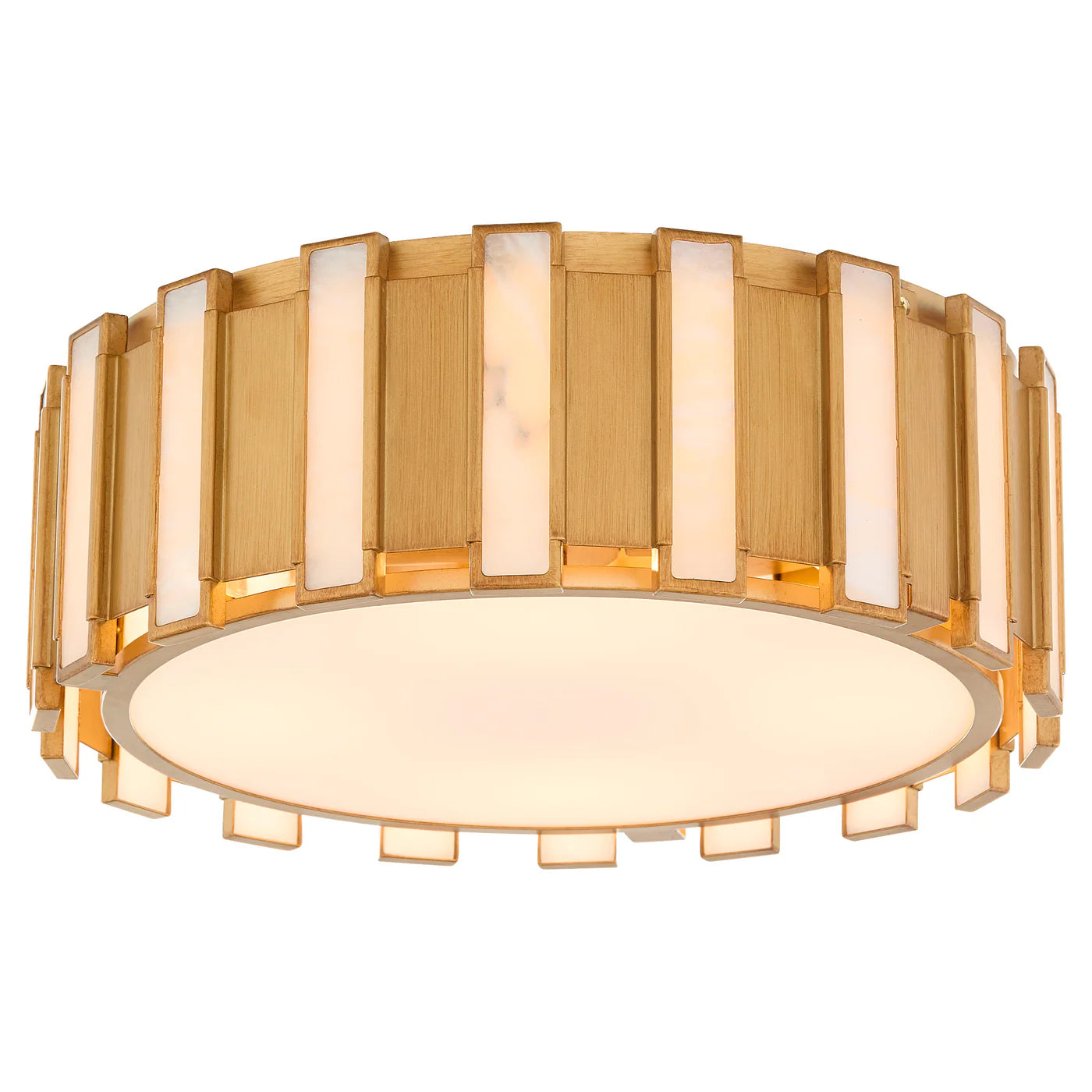 Cyan Design 11948 Volterra 4 Light Flush Mount Ceiling Light - Aged Brass, Alabaster Glass Panels