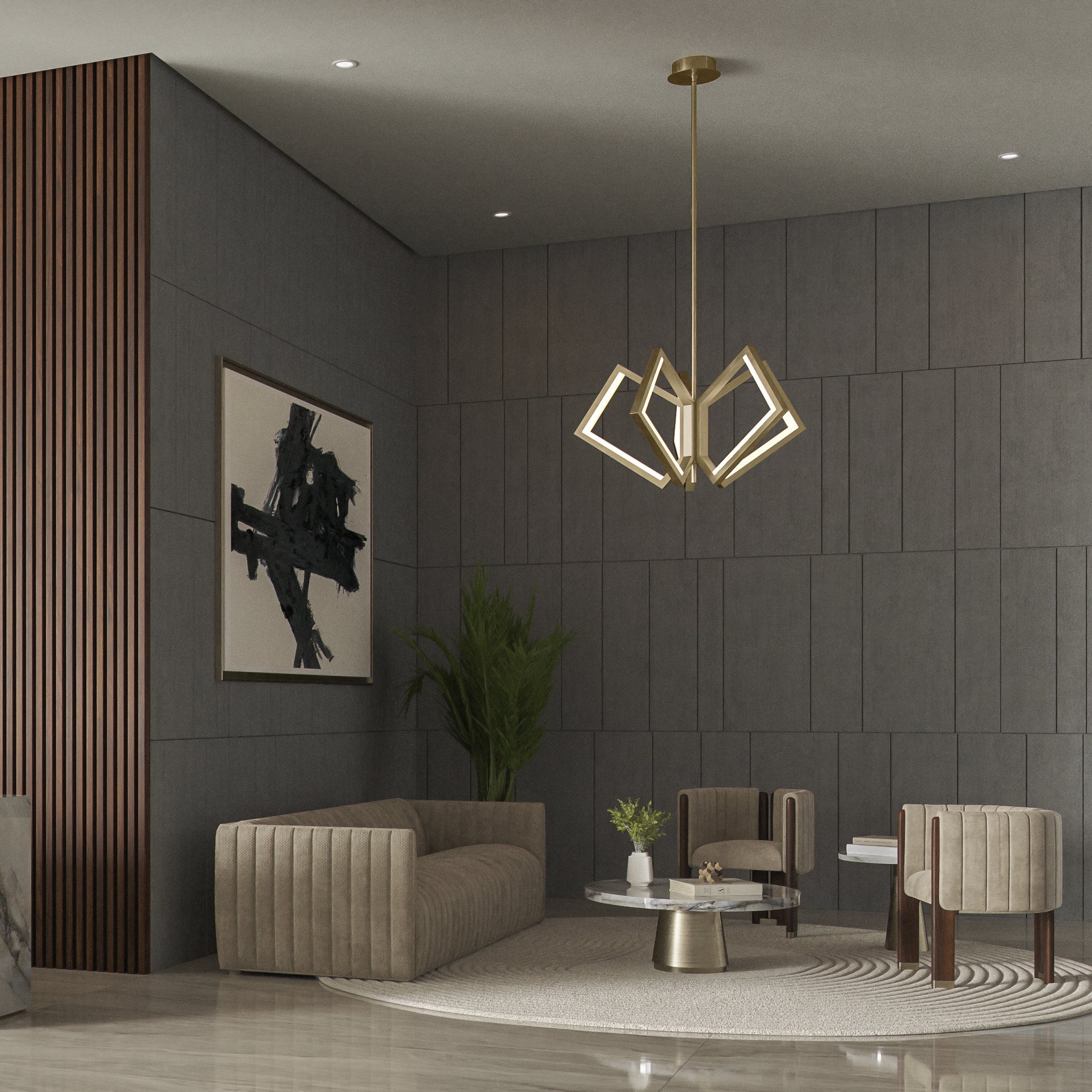 Oxygen ACADIA 3-6143-40 Contemporary Modern LED 30 Inch Chandelier 3000K - Aged Brass