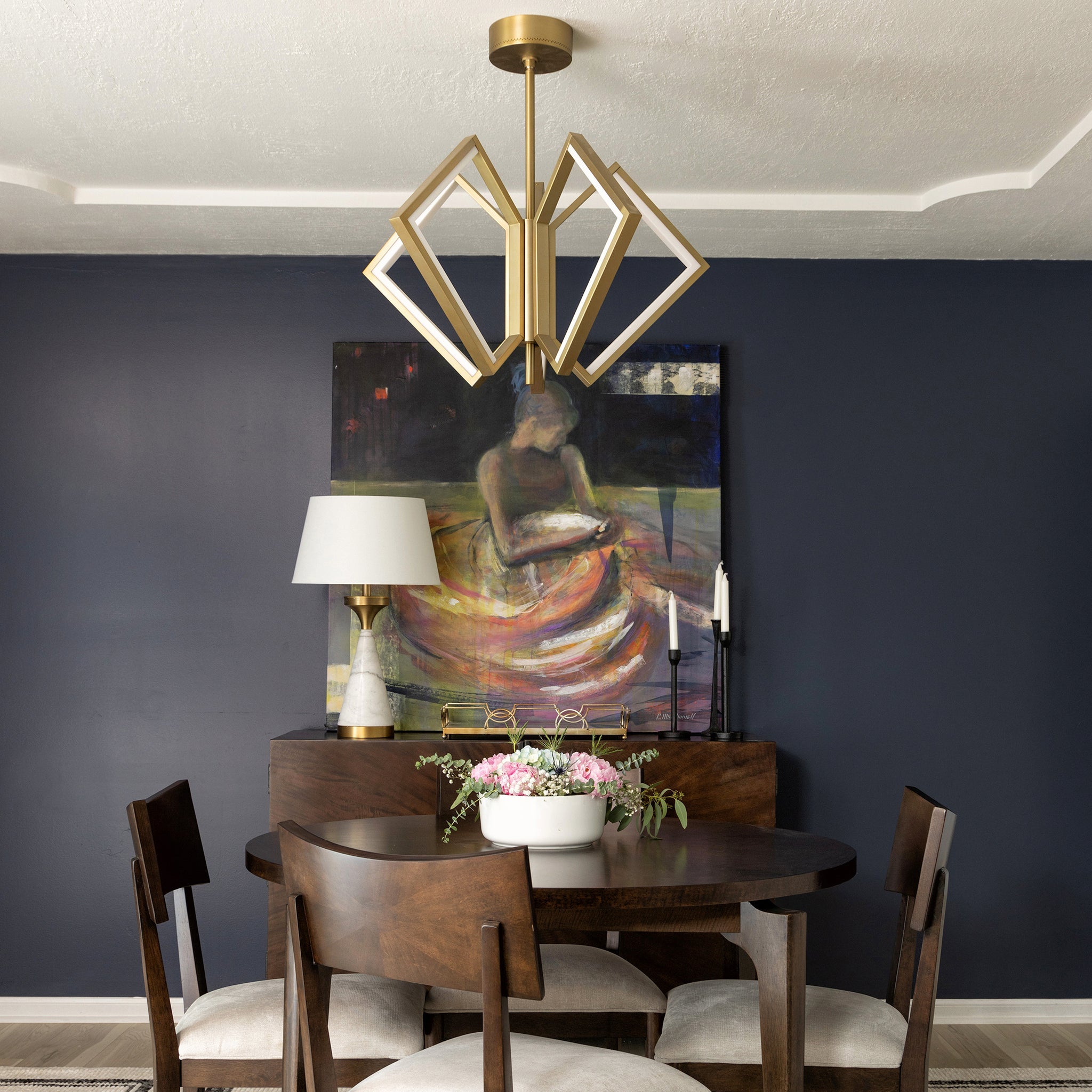 Oxygen ACADIA 3-6143-40 Contemporary Modern LED 30 Inch Chandelier 3000K - Aged Brass