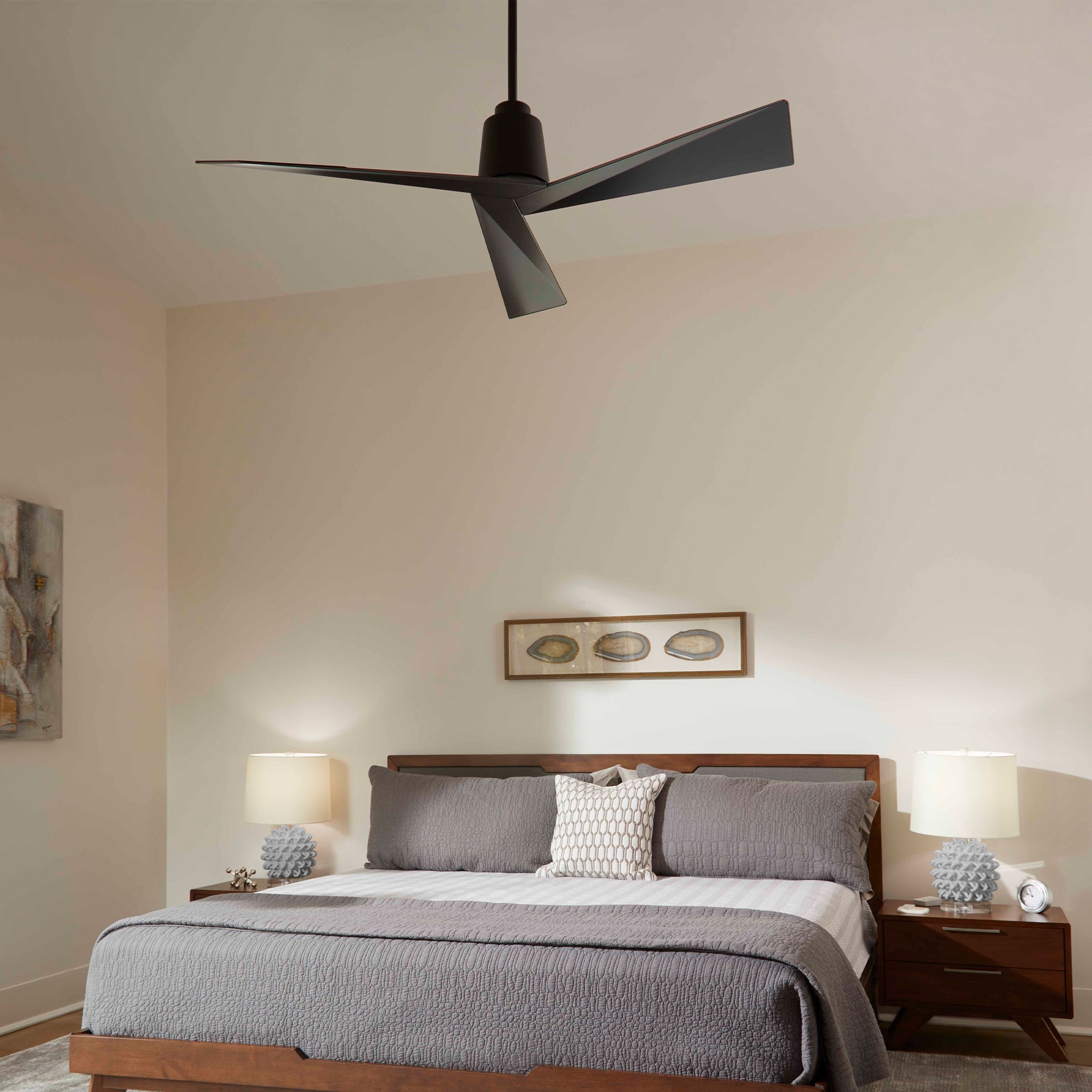 Oxygen DYNAMO Ceiling Fan - Modern, Contemporary - 54 Inch - Damp Rated - 6 Speeds - Reversible with Remote