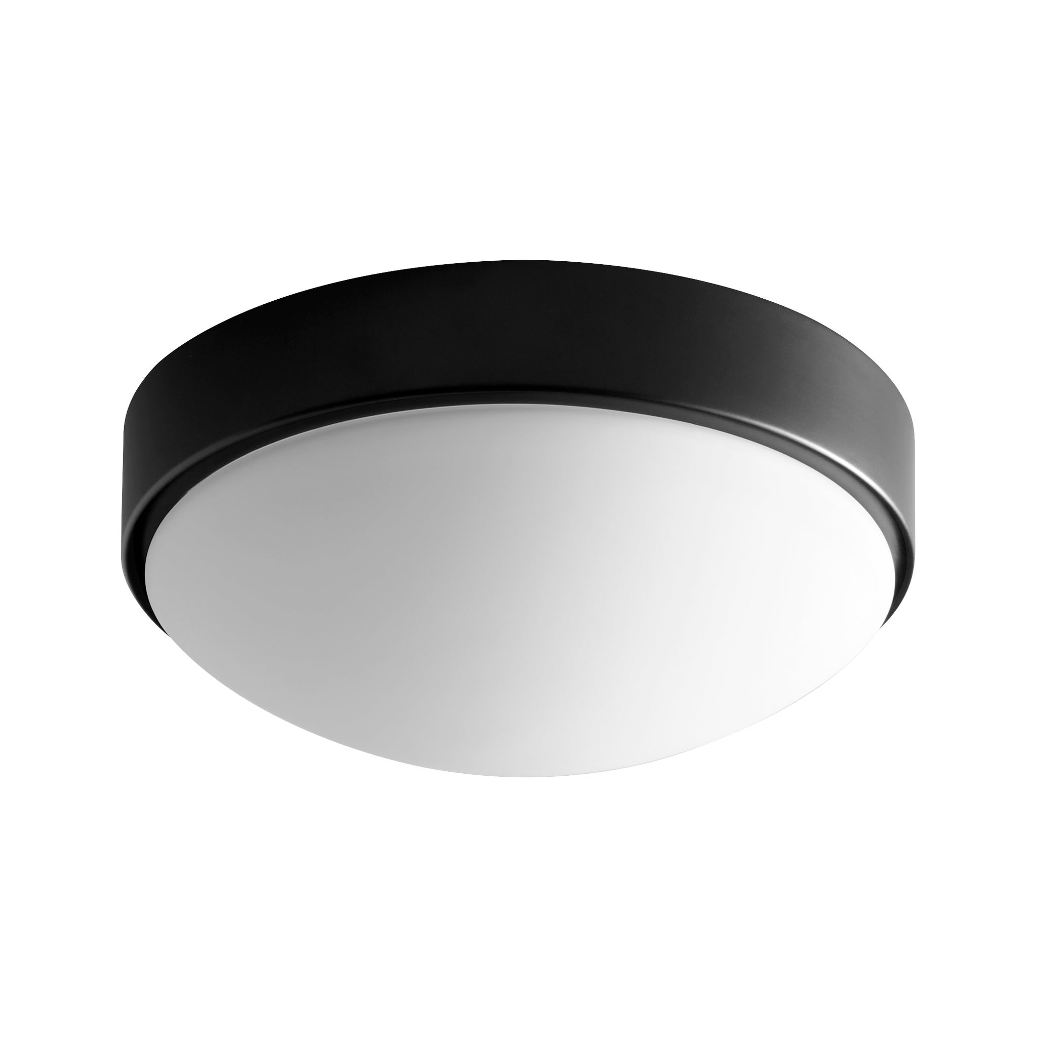 Oxygen JOURNEY Round Flush Mount Ceiling Light Fixture, 11 Inch - Black, White Opal Glass