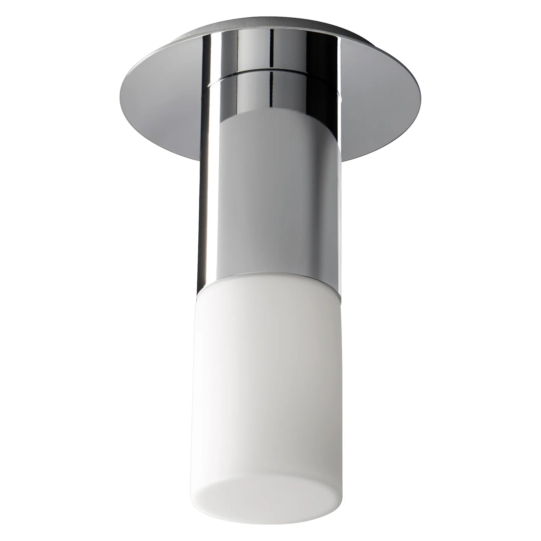 Oxygen Lighting PILAR 3-308-27120 Small Glass Ceiling Mount Cylinder Light 2700K, UL Damp Rated - Polished Nickel